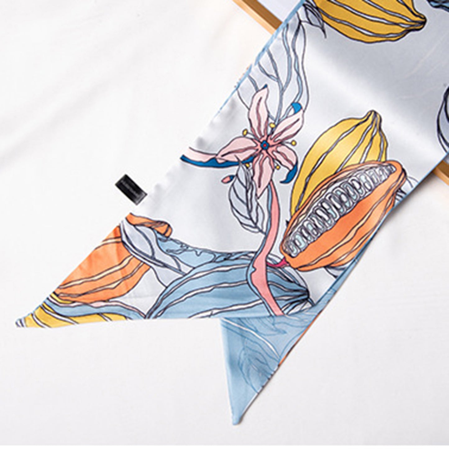 Multicolor Floral Print Silky Scarf with Soft Lightweight Fabric Versatile Square Neck and Hair Accessory