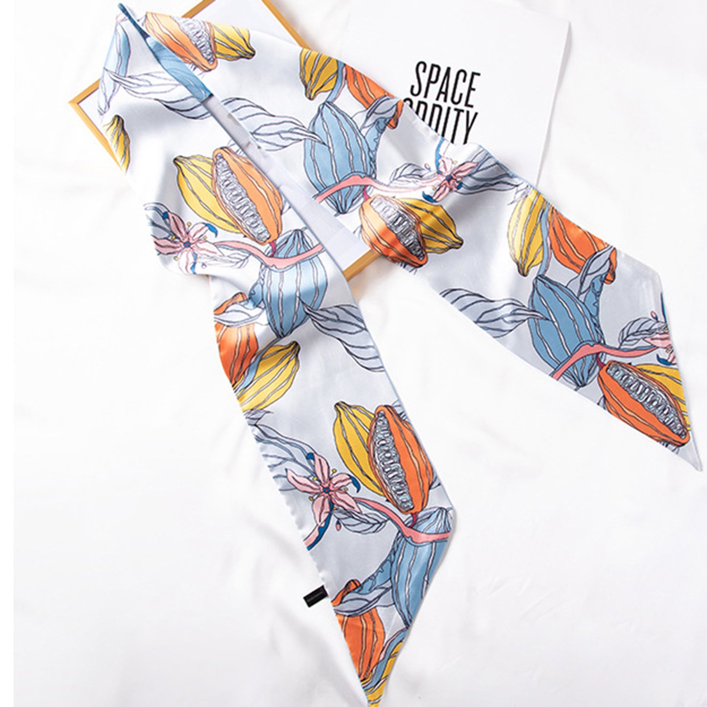 Multicolor Floral Print Silky Scarf with Soft Lightweight Fabric Versatile Square Neck and Hair Accessory