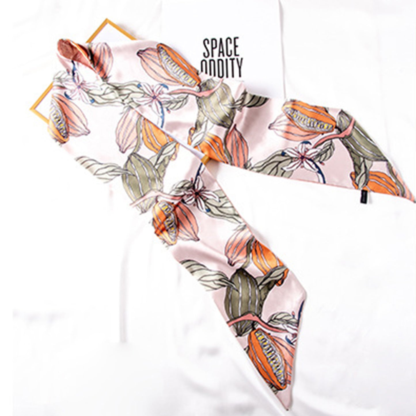 Multicolor Floral Print Silky Scarf with Soft Lightweight Fabric Versatile Square Neck and Hair Accessory