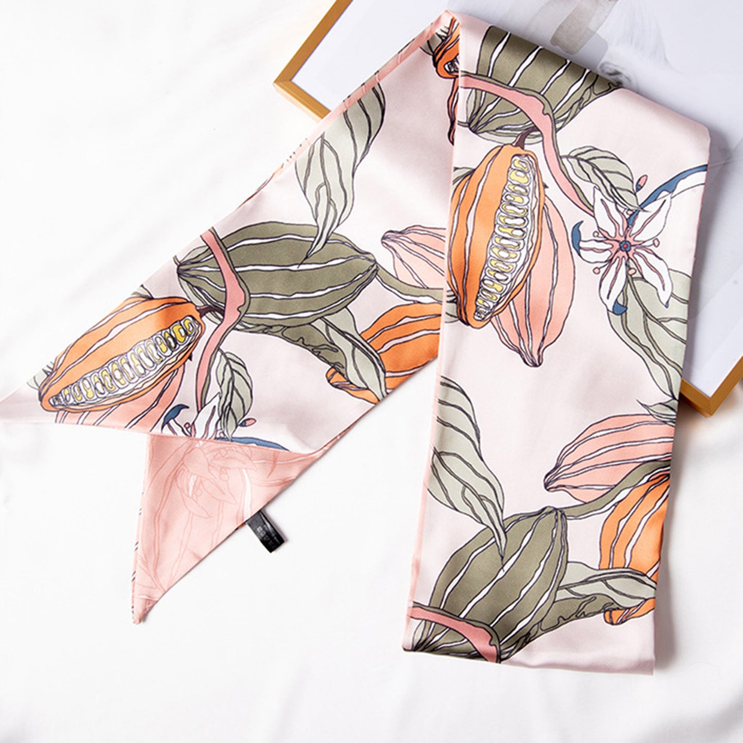 Multicolor Floral Print Silky Scarf with Soft Lightweight Fabric Versatile Square Neck and Hair Accessory