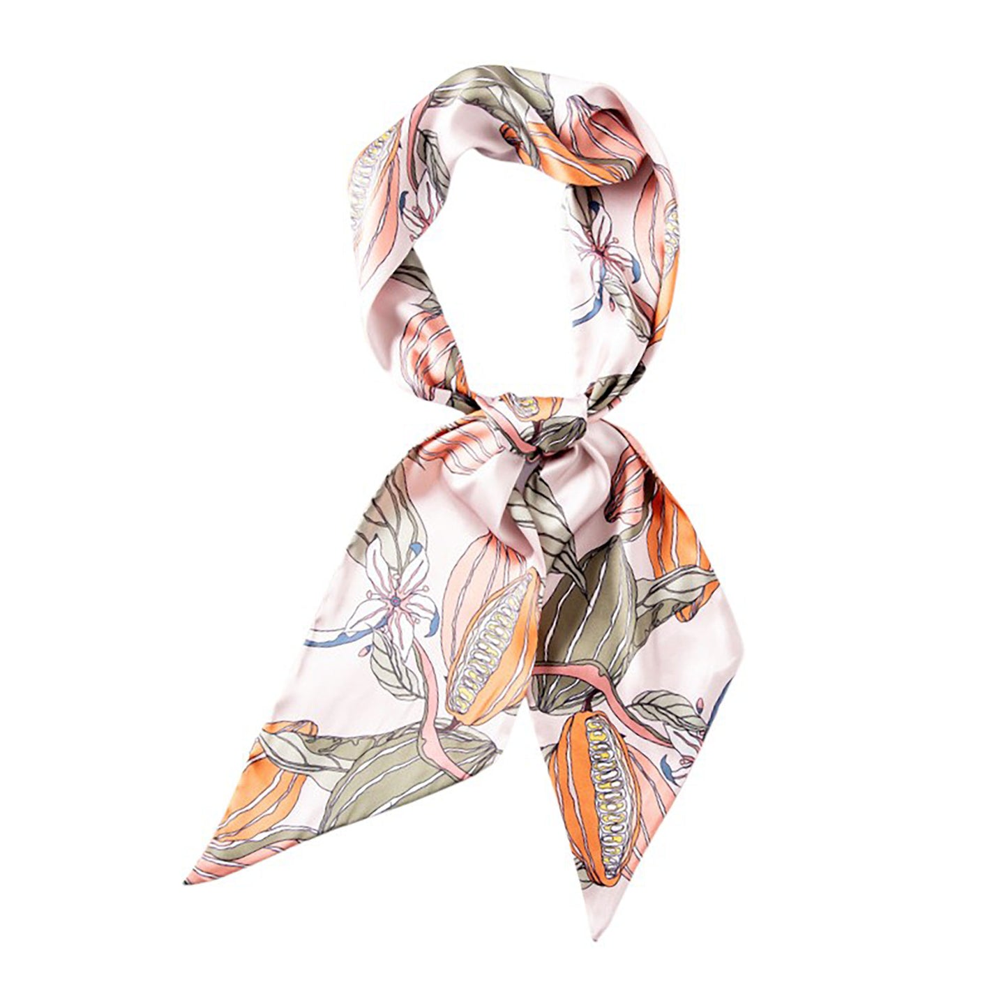 Multicolor Floral Print Silky Scarf with Soft Lightweight Fabric Versatile Square Neck and Hair Accessory