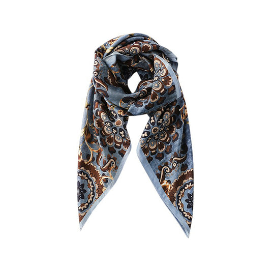 Paisley Print Silky Scarf with Lightweight Soft Fabric Versatile Square Neck and Hair Accessory