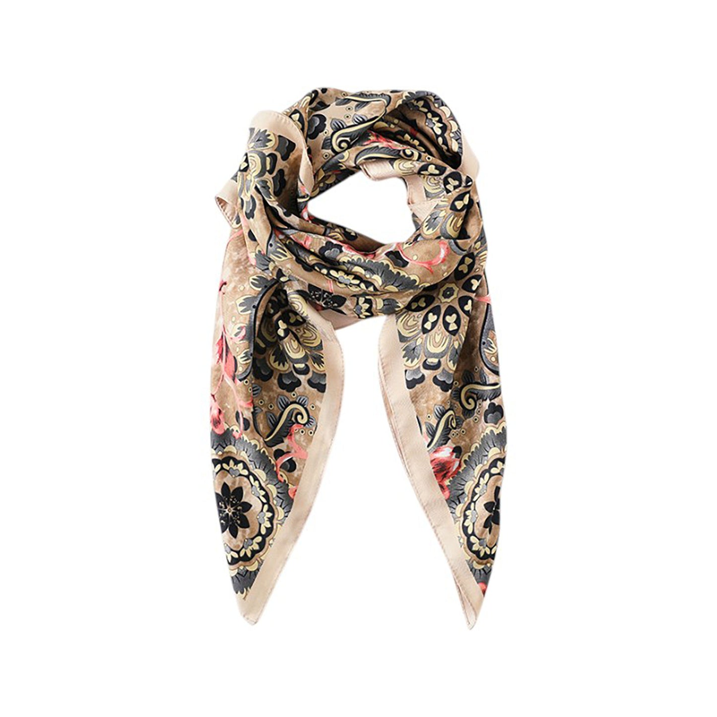 Paisley Print Silky Scarf with Lightweight Soft Fabric Versatile Square Neck and Hair Accessory