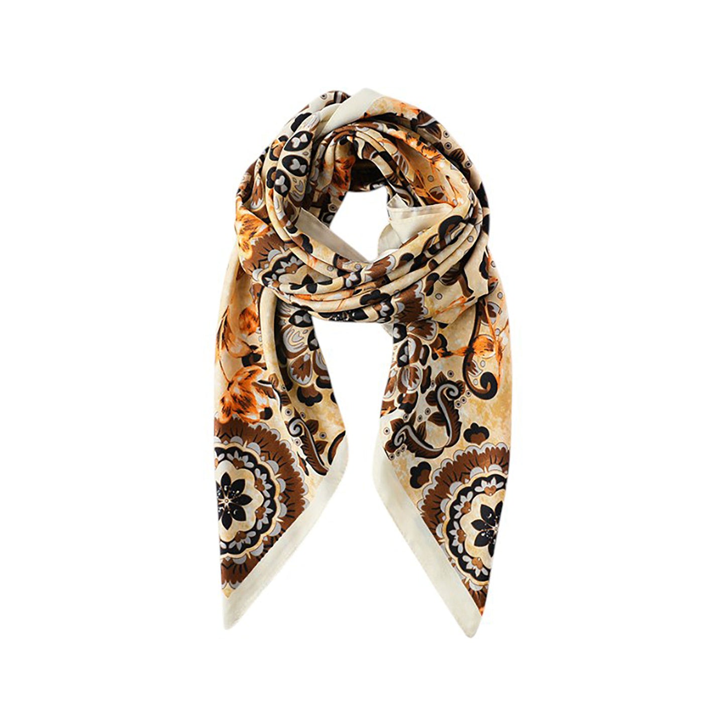 Paisley Print Silky Scarf with Lightweight Soft Fabric Versatile Square Neck and Hair Accessory