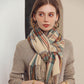 Plaid Fringe Scarf with Soft Woven Fabric Classic Check Pattern and Cozy Wrap Design