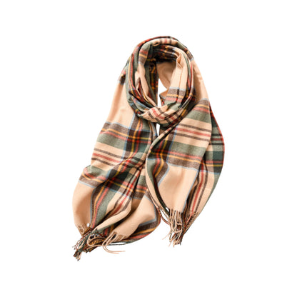Plaid Fringe Scarf with Soft Woven Fabric Classic Check Pattern and Cozy Wrap Design