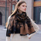 Abstract Print Woven Scarf with Soft Lightweight Fabric Modern Pattern and Frayed Edge Detailing