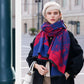 Abstract Print Woven Scarf with Soft Lightweight Fabric Modern Pattern and Frayed Edge Detailing