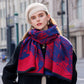 Abstract Print Woven Scarf with Soft Lightweight Fabric Modern Pattern and Frayed Edge Detailing