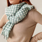 Houndstooth Woven Scarf with Soft Cozy Fabric Classic Black and White Check and Fringe Trim
