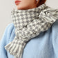 Houndstooth Woven Scarf with Soft Cozy Fabric Classic Black and White Check and Fringe Trim
