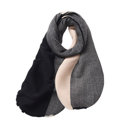 Color Block Woven Scarf with Soft Cozy Fabric Modern Neutral Tones and Textured Design