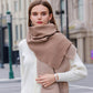 Color Block Woven Scarf with Soft Cozy Fabric Modern Neutral Tones and Textured Design