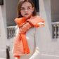 Color Block Woven Scarf with Soft Cozy Fabric Modern Neutral Tones and Textured Design