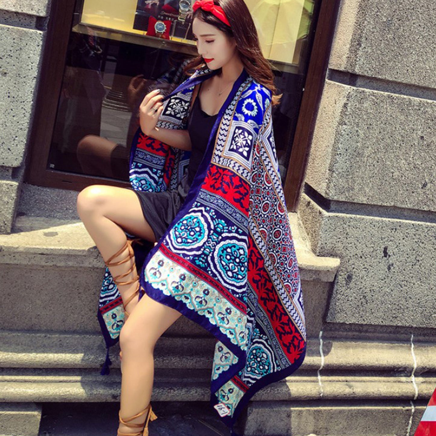 Vintage Oversized Scarf Lightweight Versatile Wrap for Beach Travel and Everyday Styling - 70.9IN¡Á35.4IN