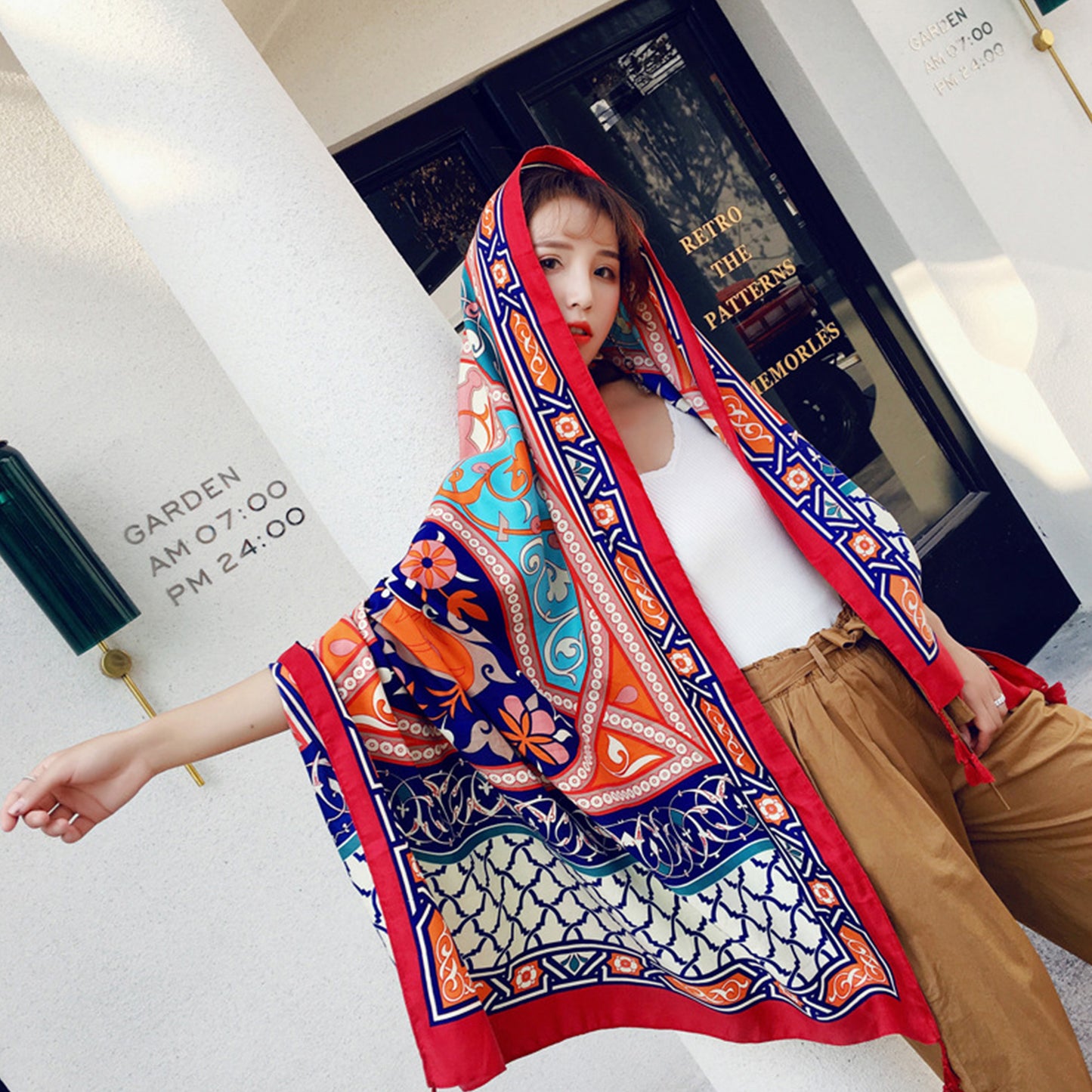 Vintage Oversized Scarf Lightweight Versatile Wrap for Beach Travel and Everyday Styling - 70.9IN¡Á35.4IN