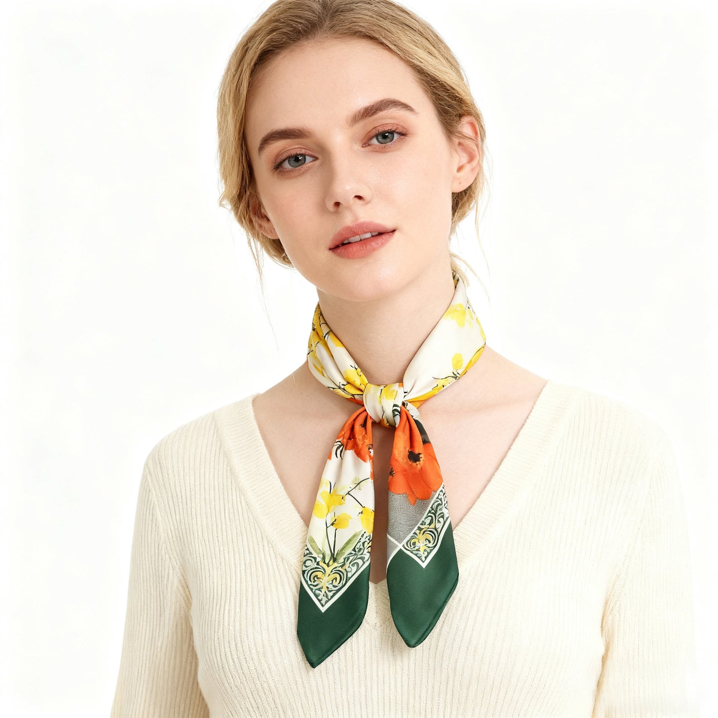 Satin Square Scarf with Vibrant Artistic Prints and Versatile Styling - 27.5IN¡Á27.5IN