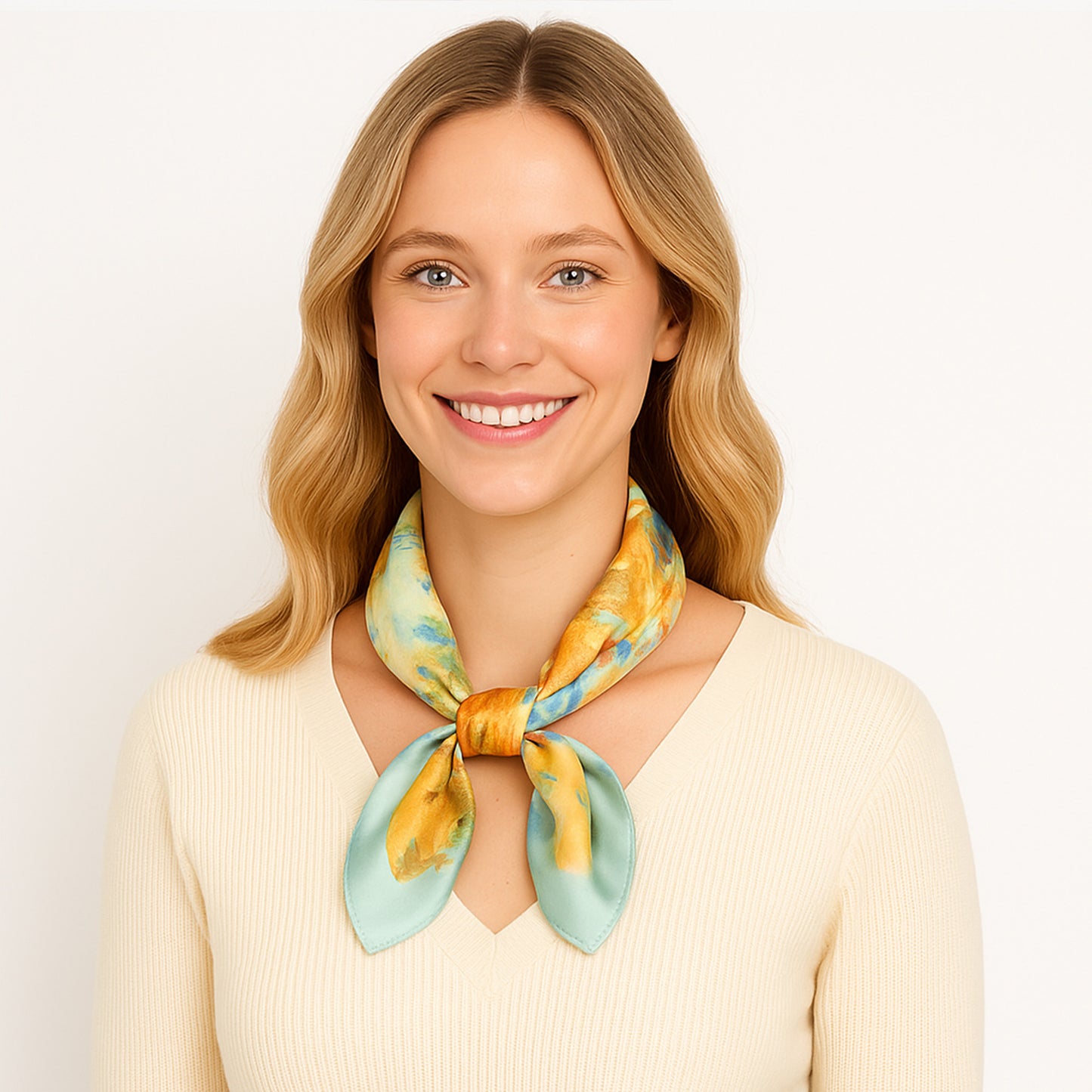 Satin Square Scarf with Vibrant Artistic Prints and Versatile Styling - 27.5IN¡Á27.5IN