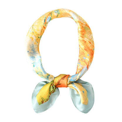 Satin Square Scarf with Vibrant Artistic Prints and Versatile Styling - 27.5IN¡Á27.5IN