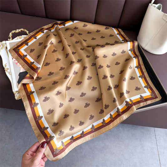 Satin Square Scarf with Elegant Print Design for Neck and Hair Accessories - 27.5IN¡Á27.5IN