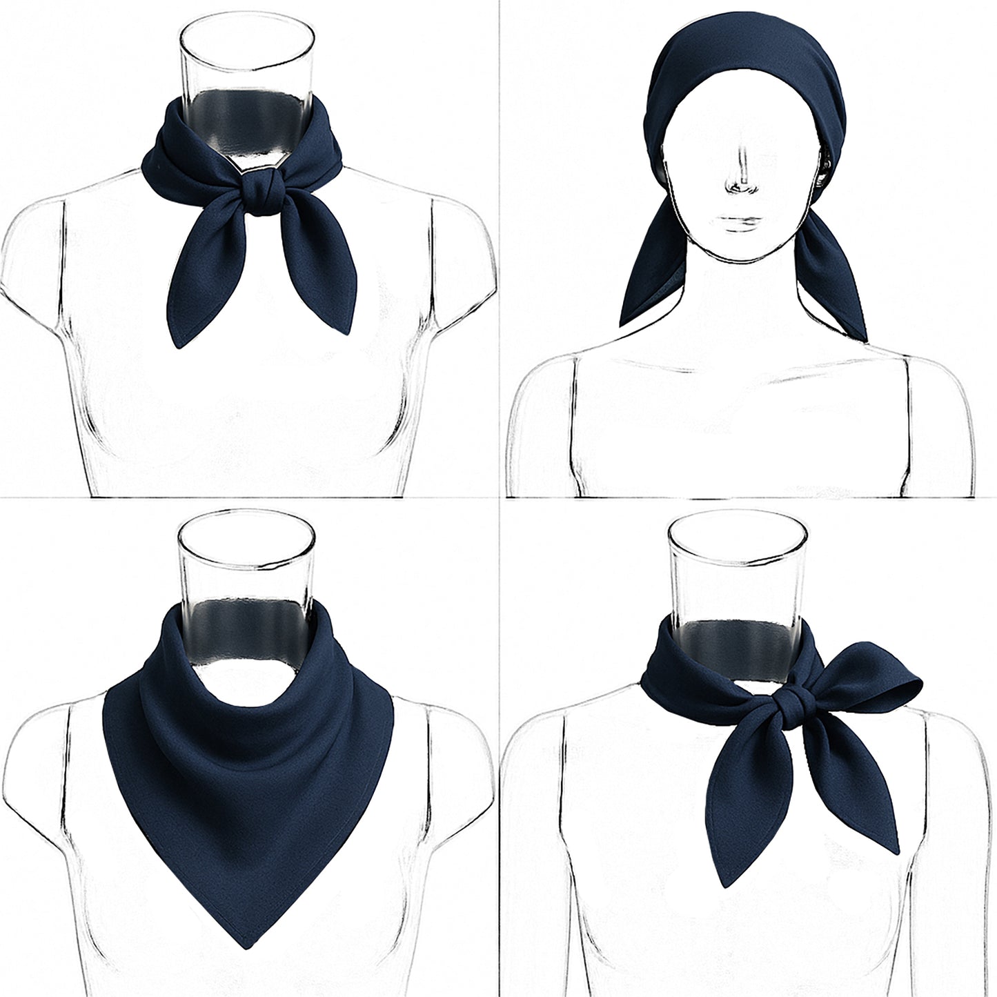 Satin Square Scarf with Elegant Print Design for Neck and Hair Accessories - 27.5IN¡Á27.5IN