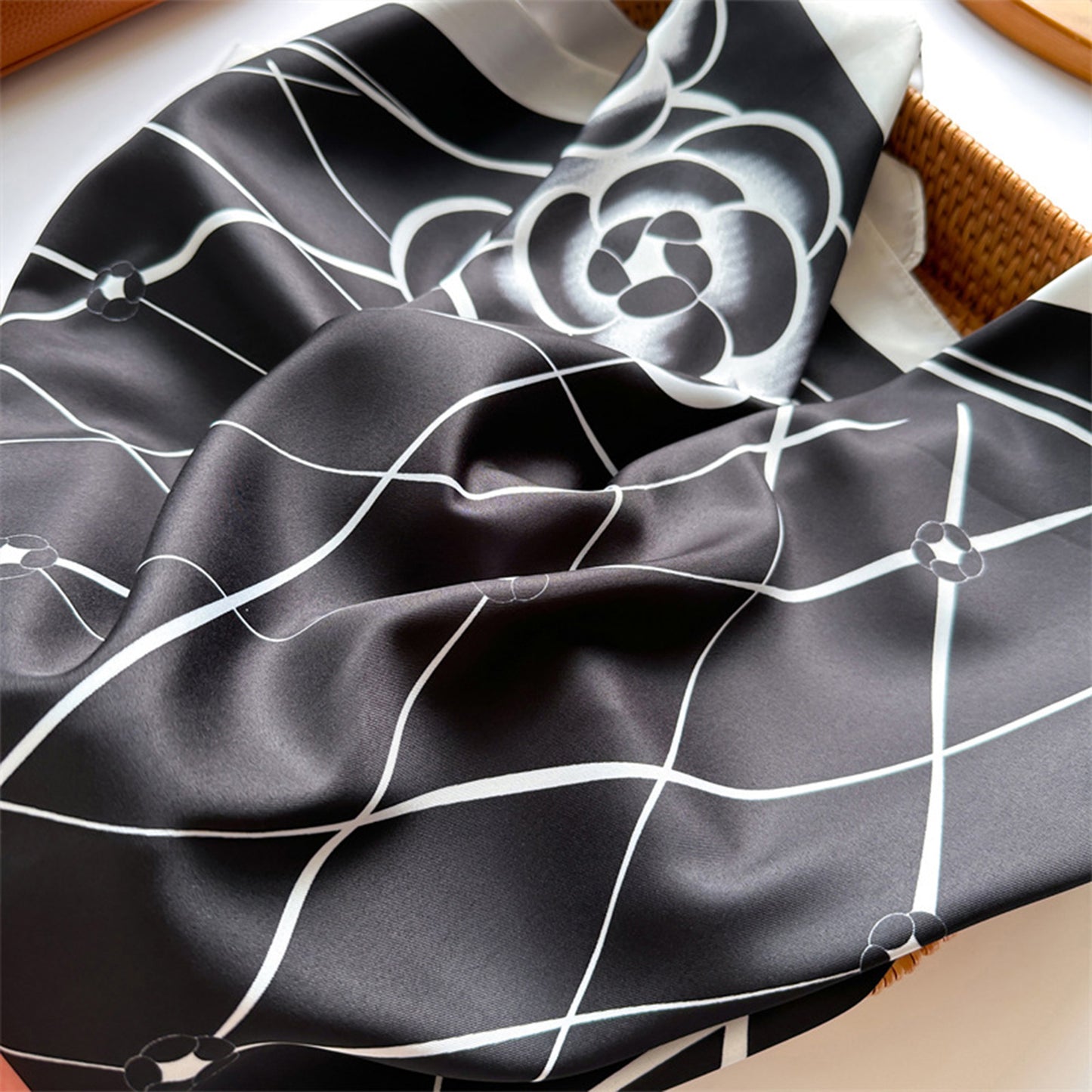 Oversized Women's Stripe Satin Square Scarf Fashionable Neck Hair Bag Accessory - 35.4IN¡Á35.4IN