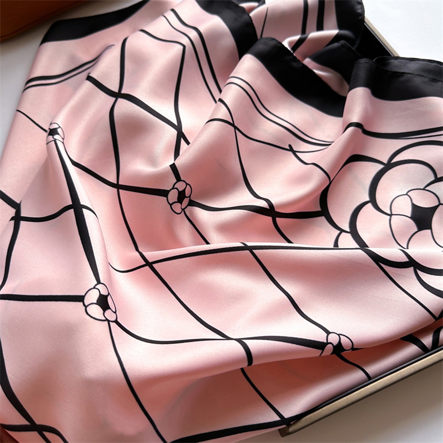 Oversized Women's Stripe Satin Square Scarf Fashionable Neck Hair Bag Accessory - 35.4IN¡Á35.4IN