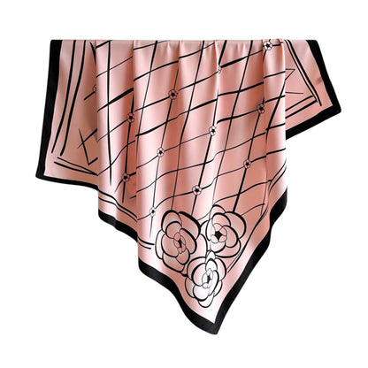 Oversized Women's Stripe Satin Square Scarf Fashionable Neck Hair Bag Accessory - 35.4IN¡Á35.4IN