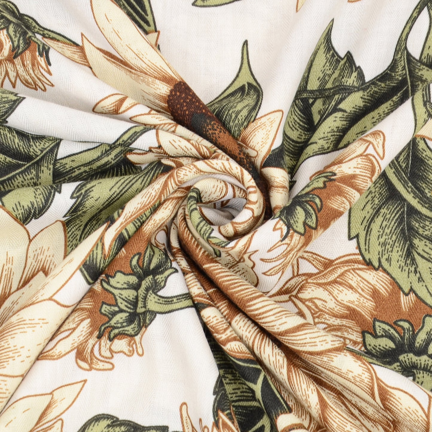 Sunflower Print Velvet Feel Autumn Winter Scarf with Warm Soft Texture - 71IN¡Á27N