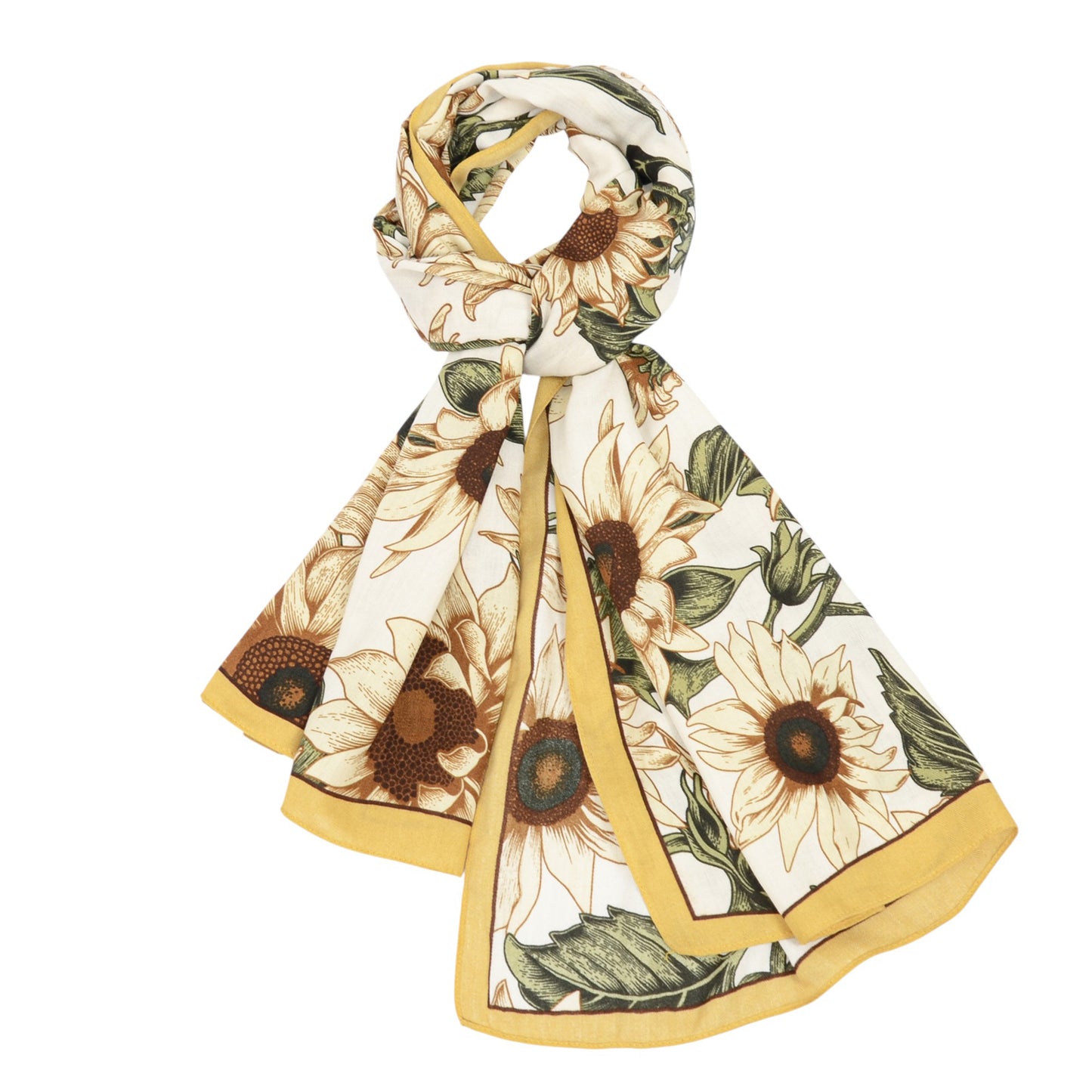 Sunflower Print Velvet Feel Autumn Winter Scarf with Warm Soft Texture - 71IN¡Á27N