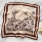 Floral Print Square Scarf with Striped Border 26.7¡Á26.7 inches