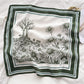 Floral Print Square Scarf with Striped Border 26.7¡Á26.7 inches