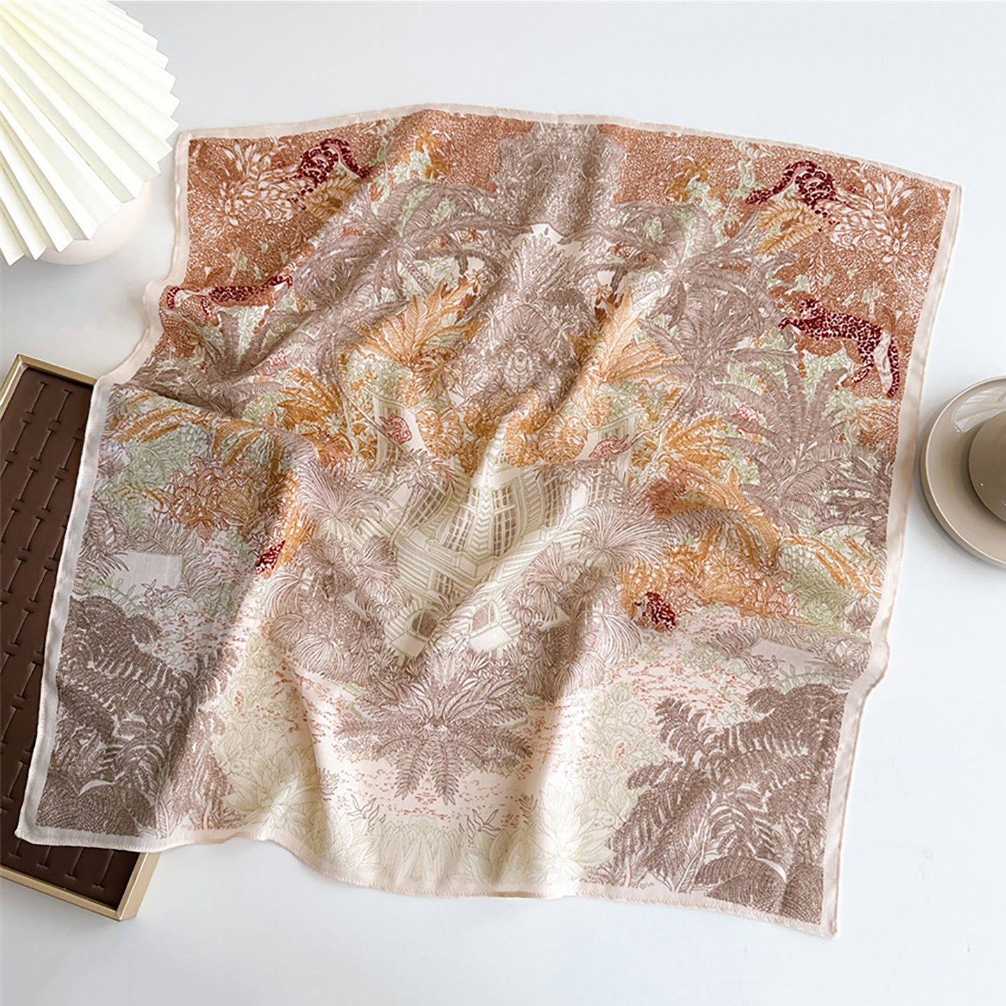 Vintage Landscape Print Square Scarf 26.7¡Á26.7 Inches