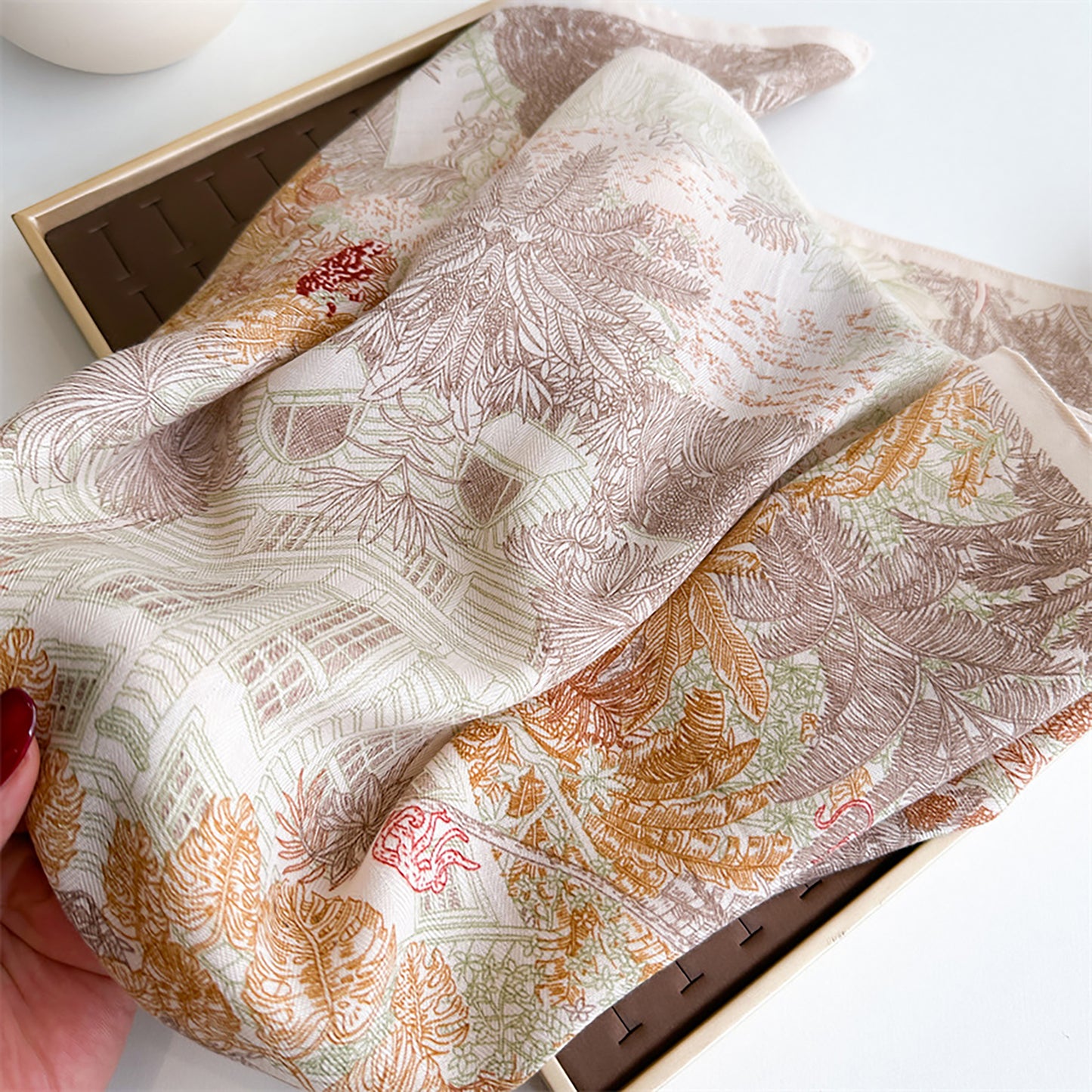 Vintage Landscape Print Square Scarf 26.7¡Á26.7 Inches