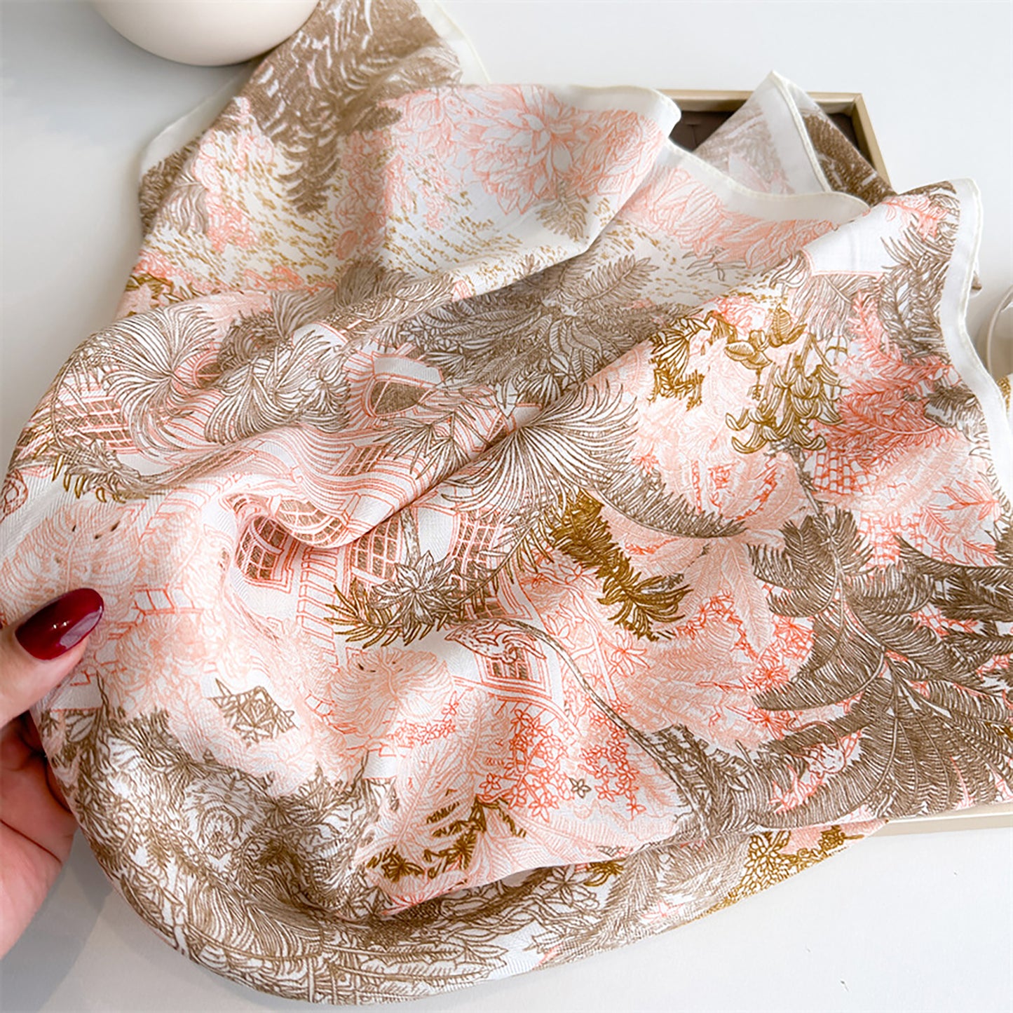 Vintage Landscape Print Square Scarf 26.7¡Á26.7 Inches