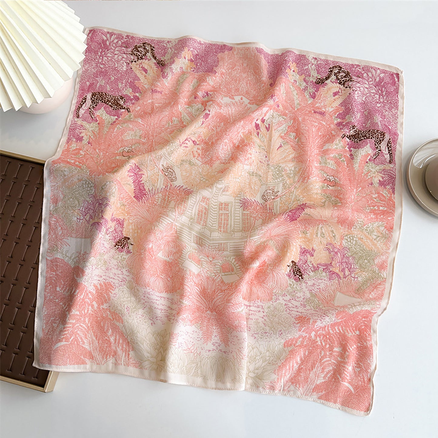 Vintage Landscape Print Square Scarf 26.7¡Á26.7 Inches