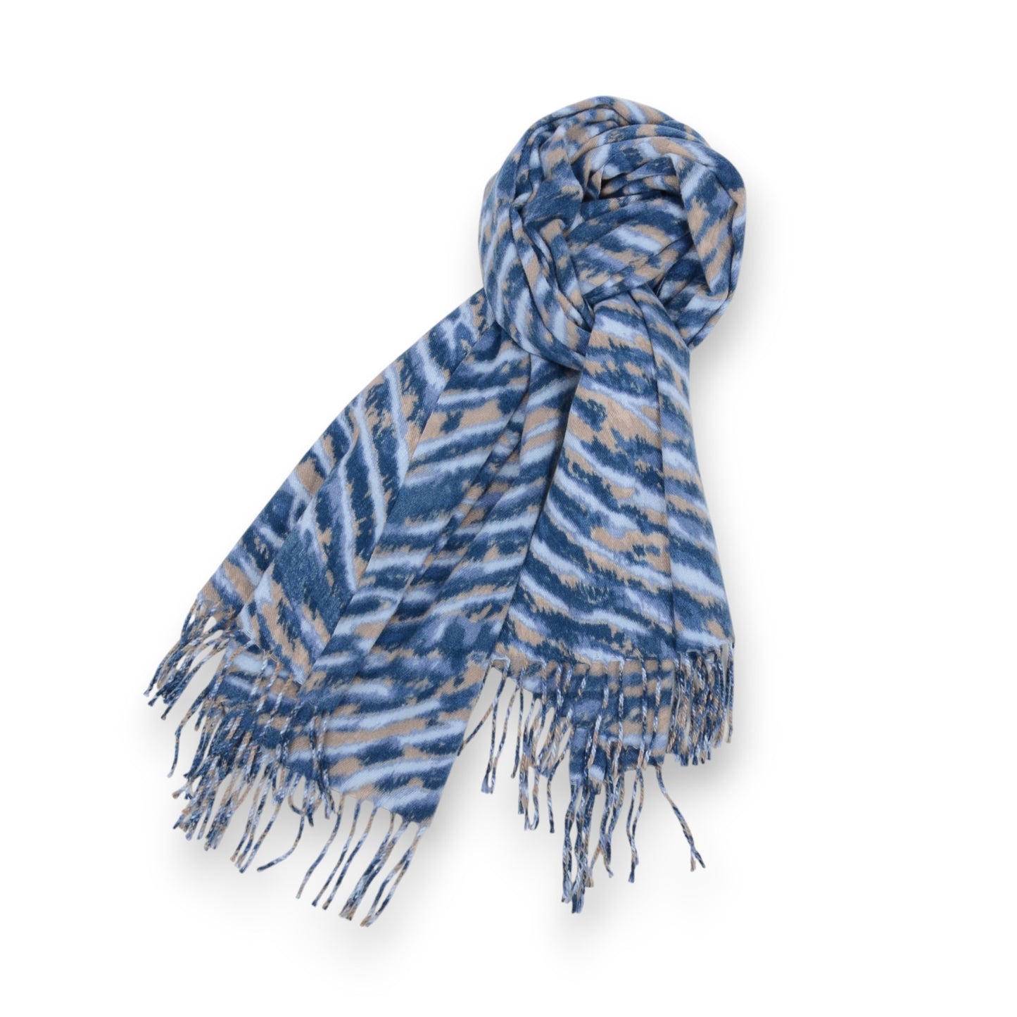 Zebra Pattern Soft Brushed Scarf with Fringe Tassel Ends 70.5¡Á27.5 Inches