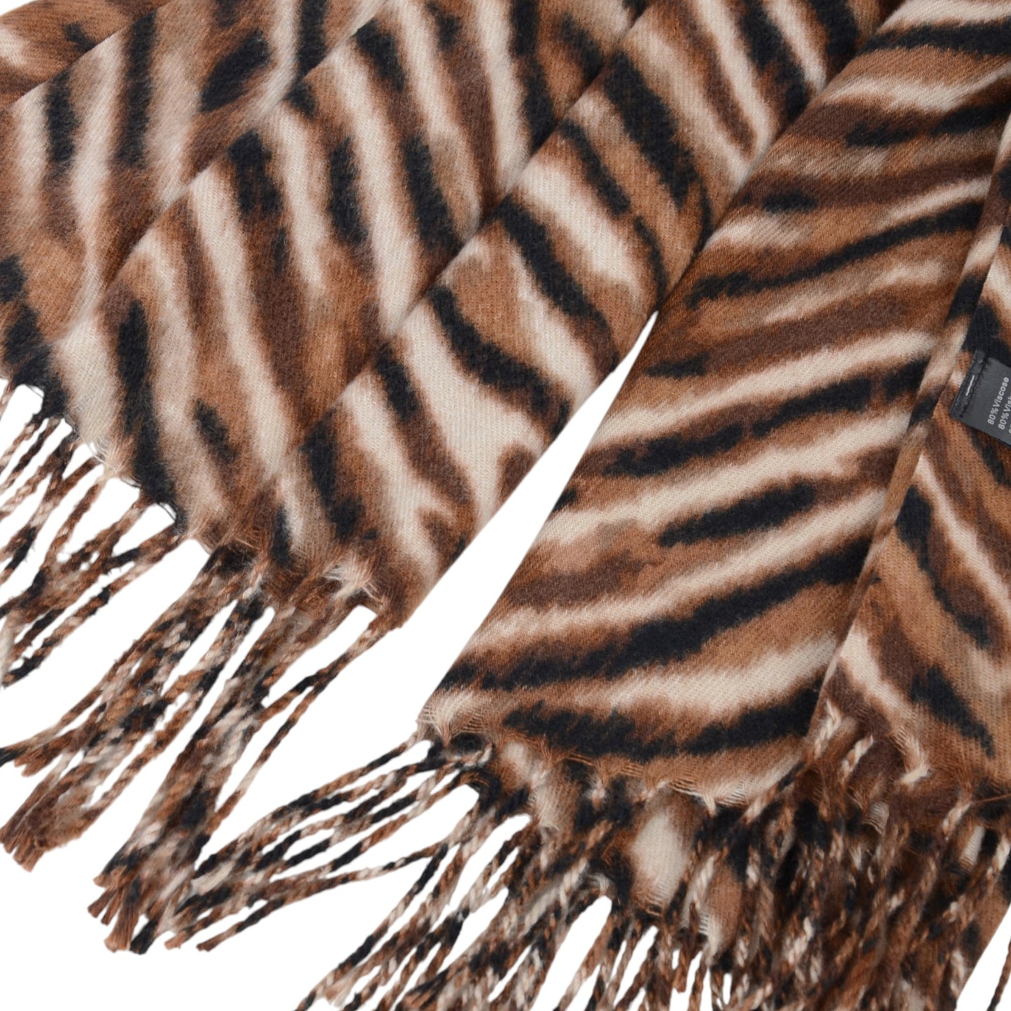 Zebra Pattern Soft Brushed Scarf with Fringe Tassel Ends 70.5¡Á27.5 Inches