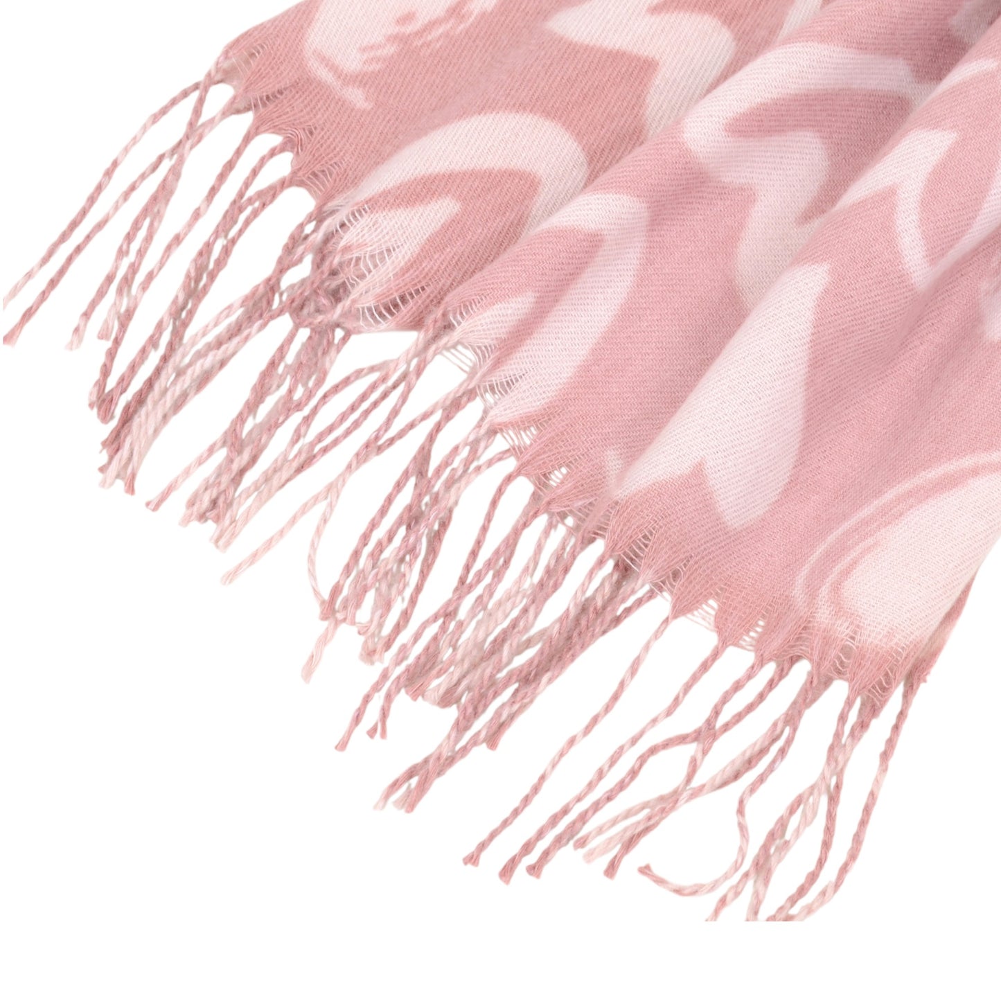 Soft Heart Pattern Brushed Scarf with Fringe Tassel Ends 70.5¡Á27.5 Inches
