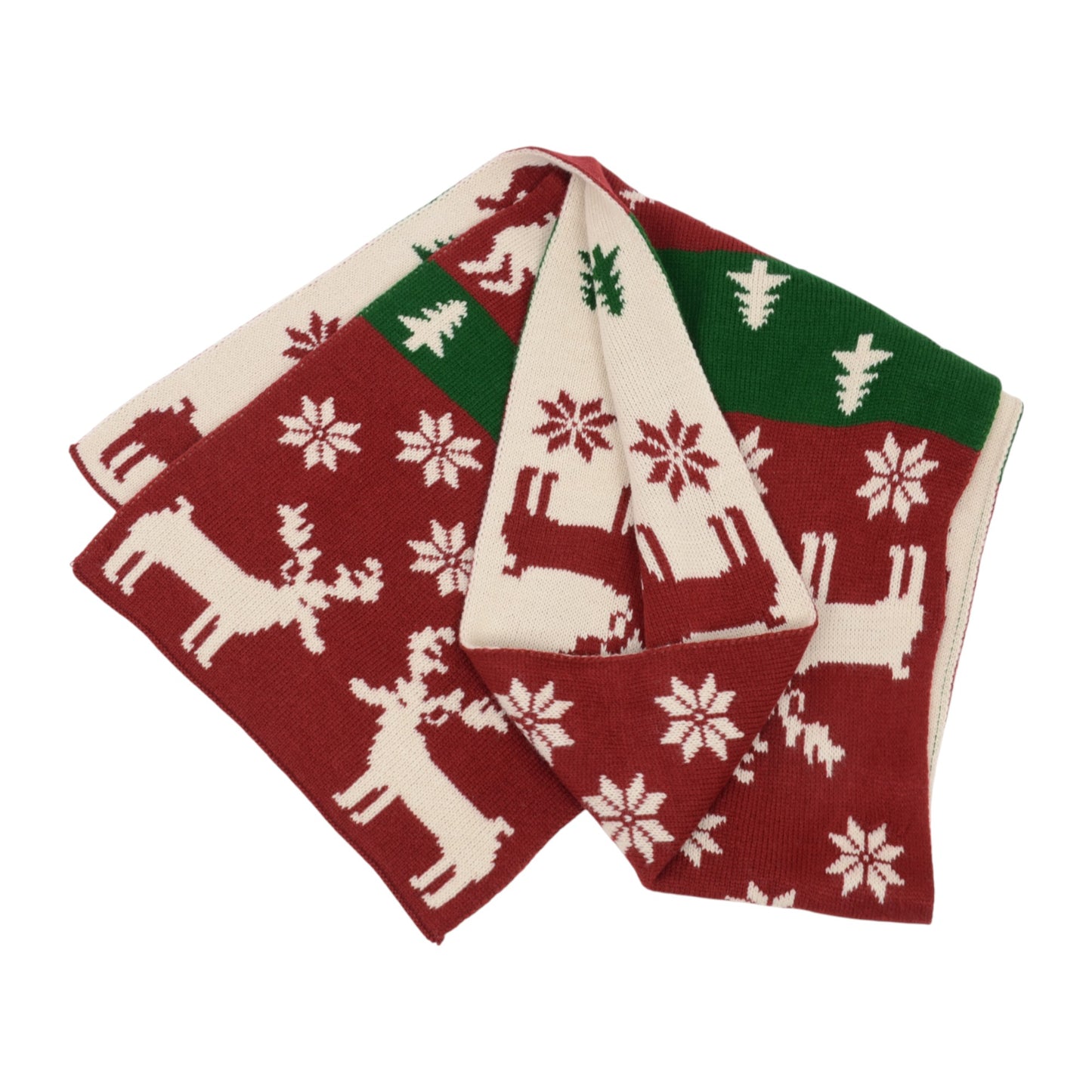 Knitted Winter Scarf with Reindeer and Snowflake Holiday Pattern 66¡Á12 Inches