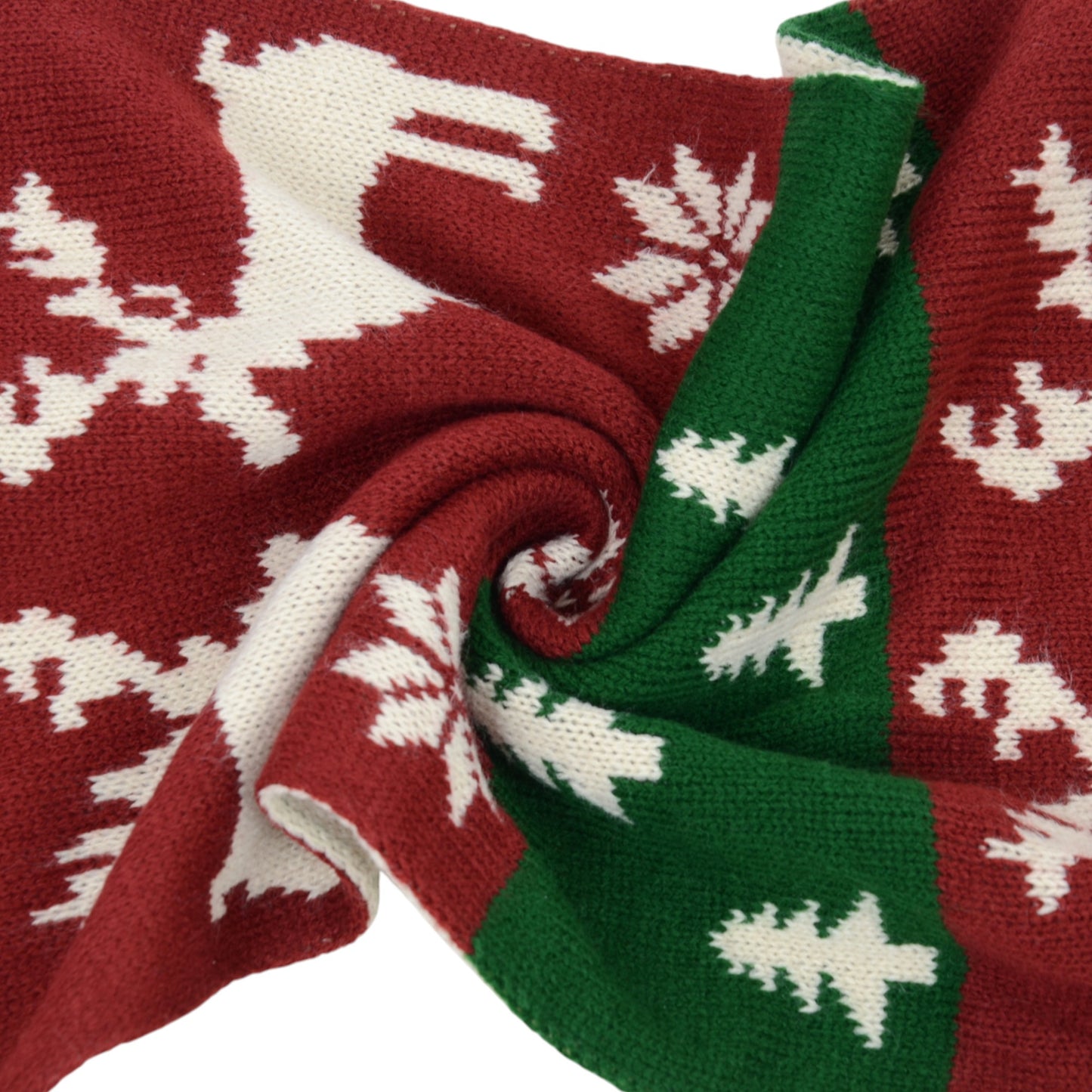 Knitted Winter Scarf with Reindeer and Snowflake Holiday Pattern 66¡Á12 Inches