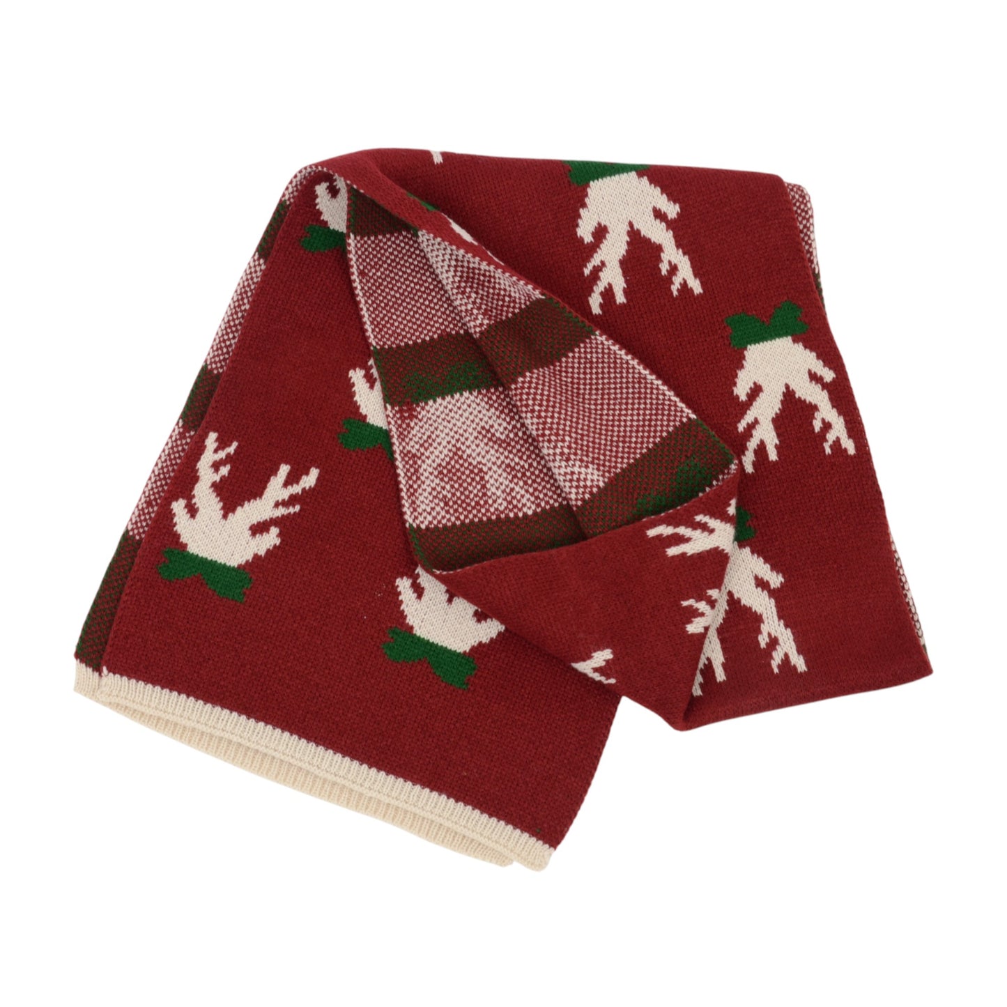 Knitted Winter Scarf with Reindeer and Snowflake Holiday Pattern 66¡Á12 Inches