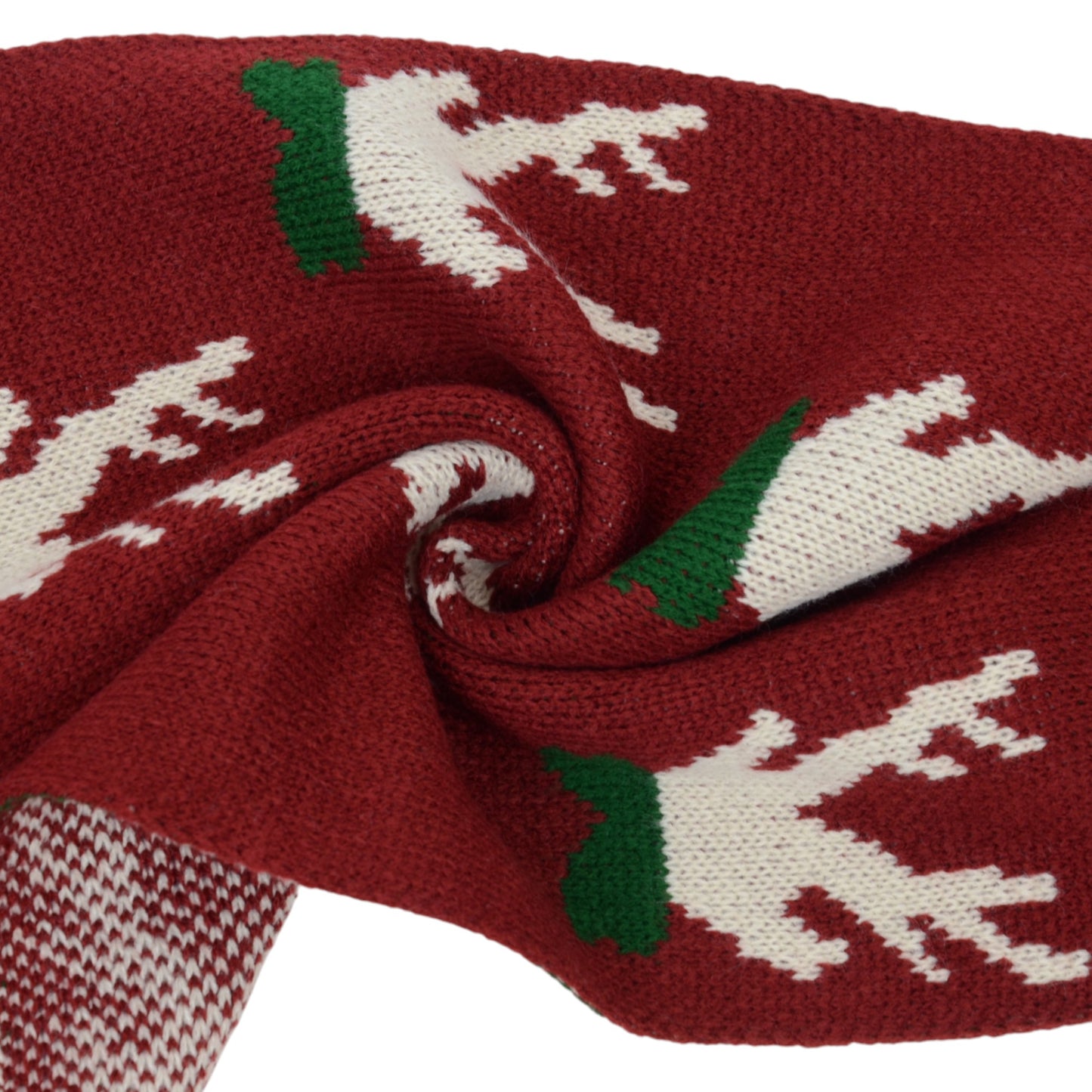 Knitted Winter Scarf with Reindeer and Snowflake Holiday Pattern 66¡Á12 Inches