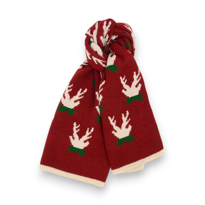 Knitted Winter Scarf with Reindeer and Snowflake Holiday Pattern 66¡Á12 Inches