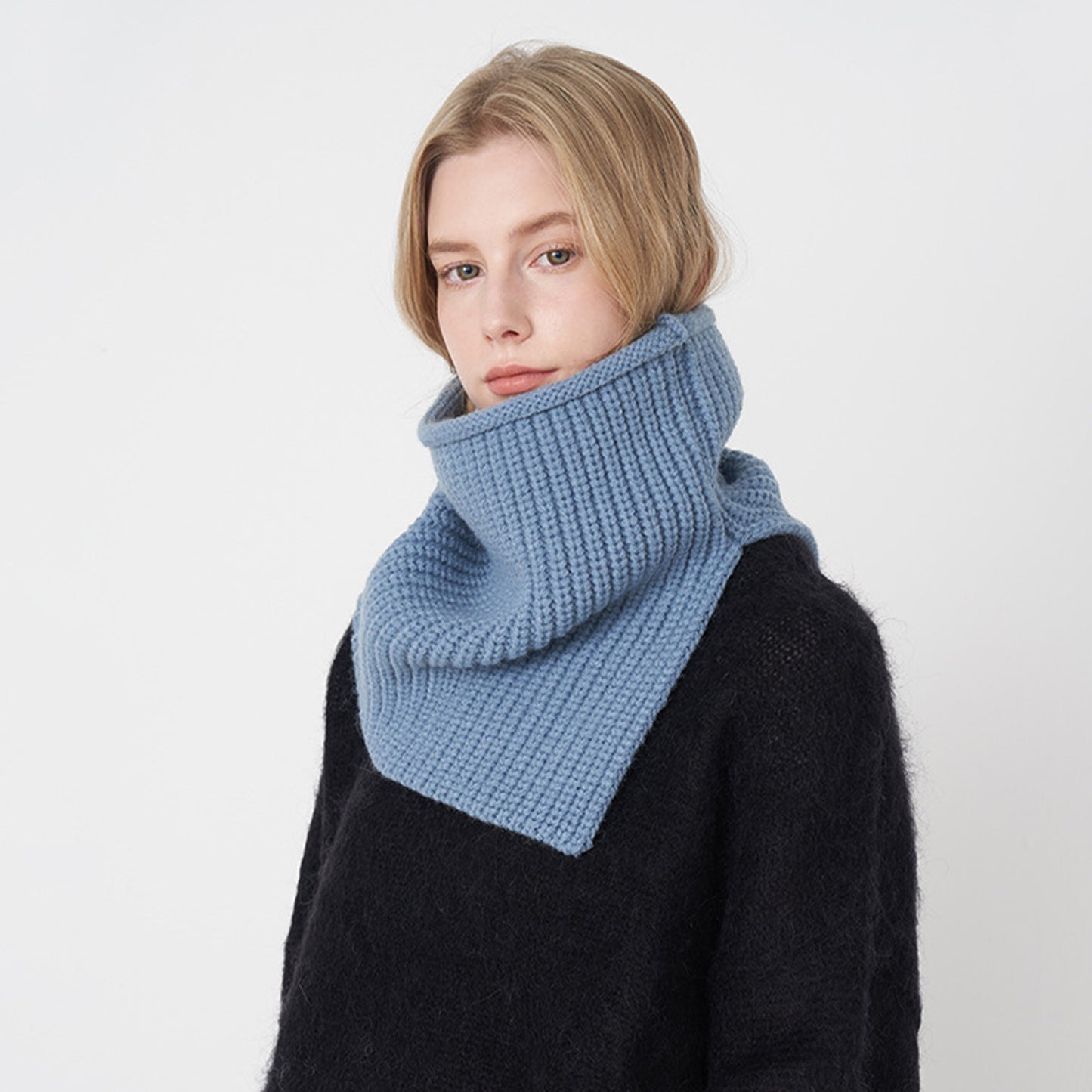 Womens Windproof Ribbed Knit Neck Warmer Split Layerable Style 12¡Á12 Inches