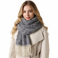 Jacquard Knit Scarf with Tassel Fringe and Bohemian Floral Pattern 78.5¡Á26 Inches