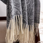 Jacquard Knit Scarf with Tassel Fringe and Bohemian Floral Pattern 78.5¡Á26 Inches