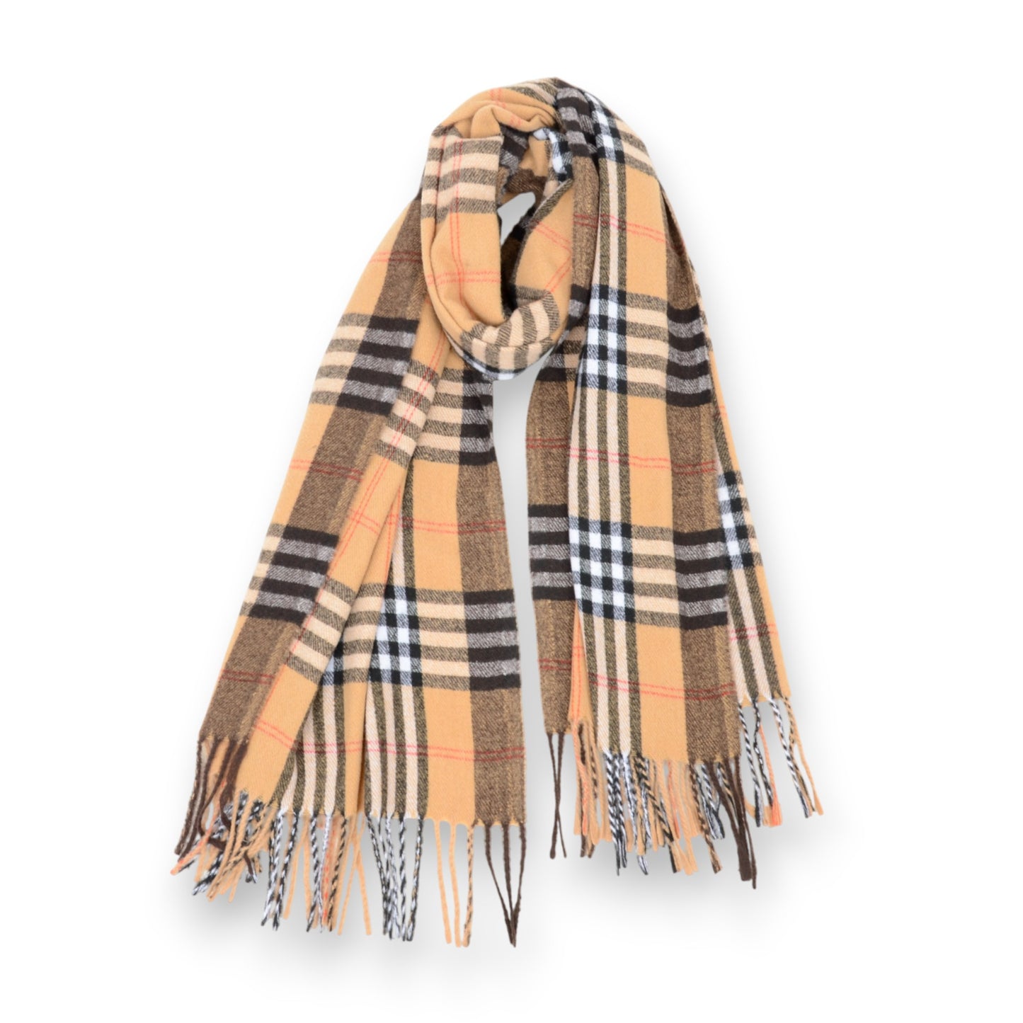 Classic Plaid Cashmere-Feel Scarf with Fringed Edges 78.5¡Á24 Inches
