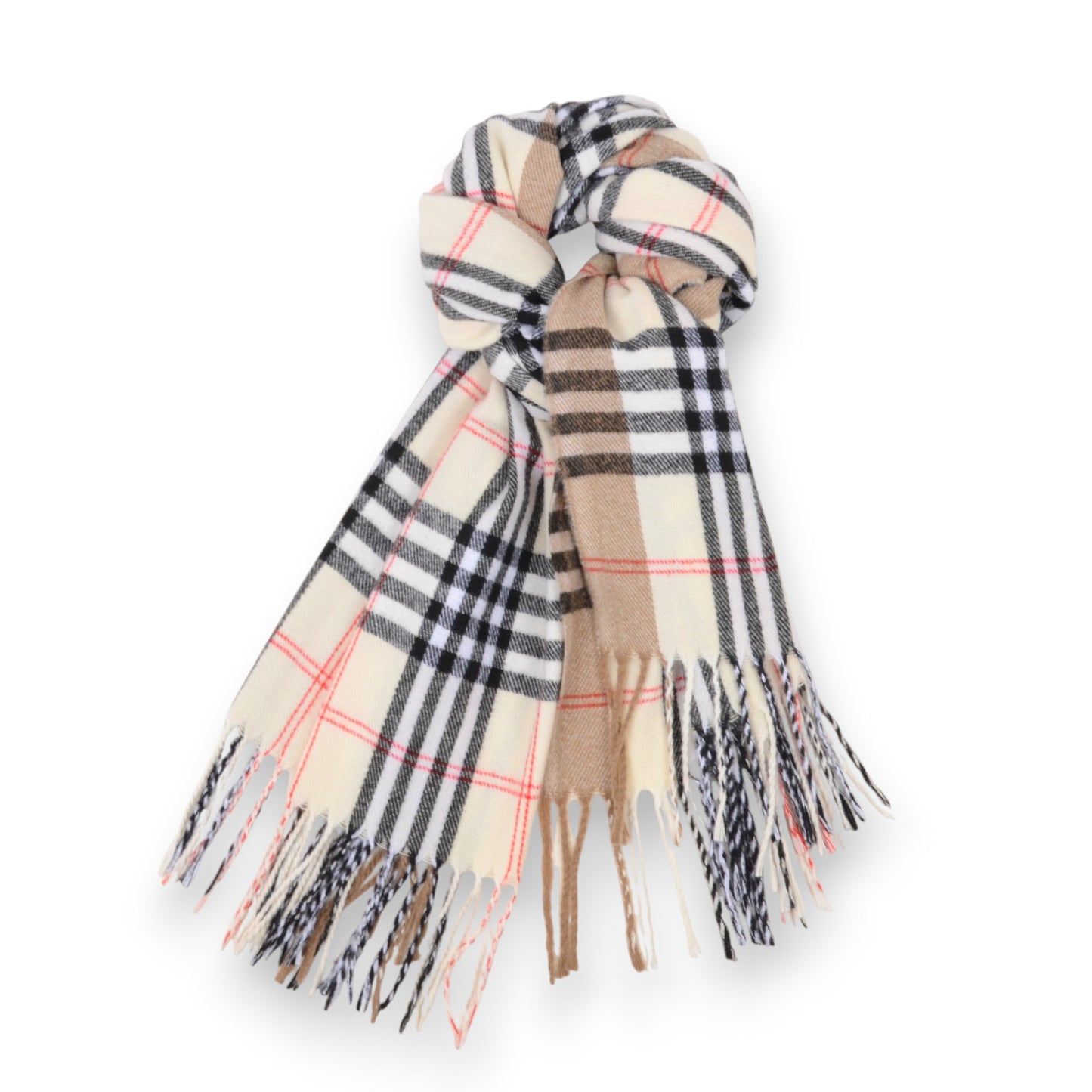 Classic Plaid Cashmere-Feel Scarf with Fringed Edges 78.5¡Á24 Inches