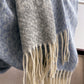 Reversible Cashmere-Feel Scarf with Fringe Tassel Trim 78.5¡Á26 Inches